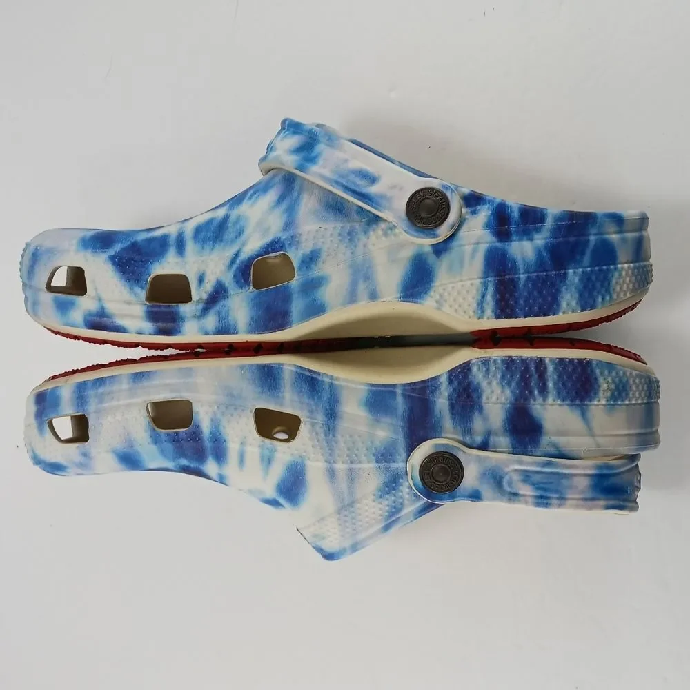 Levi's x Crocs Classic Clog Blue+White Tie-Dye Limited Edition Collaboration 8/6 - Picture 4 of 8